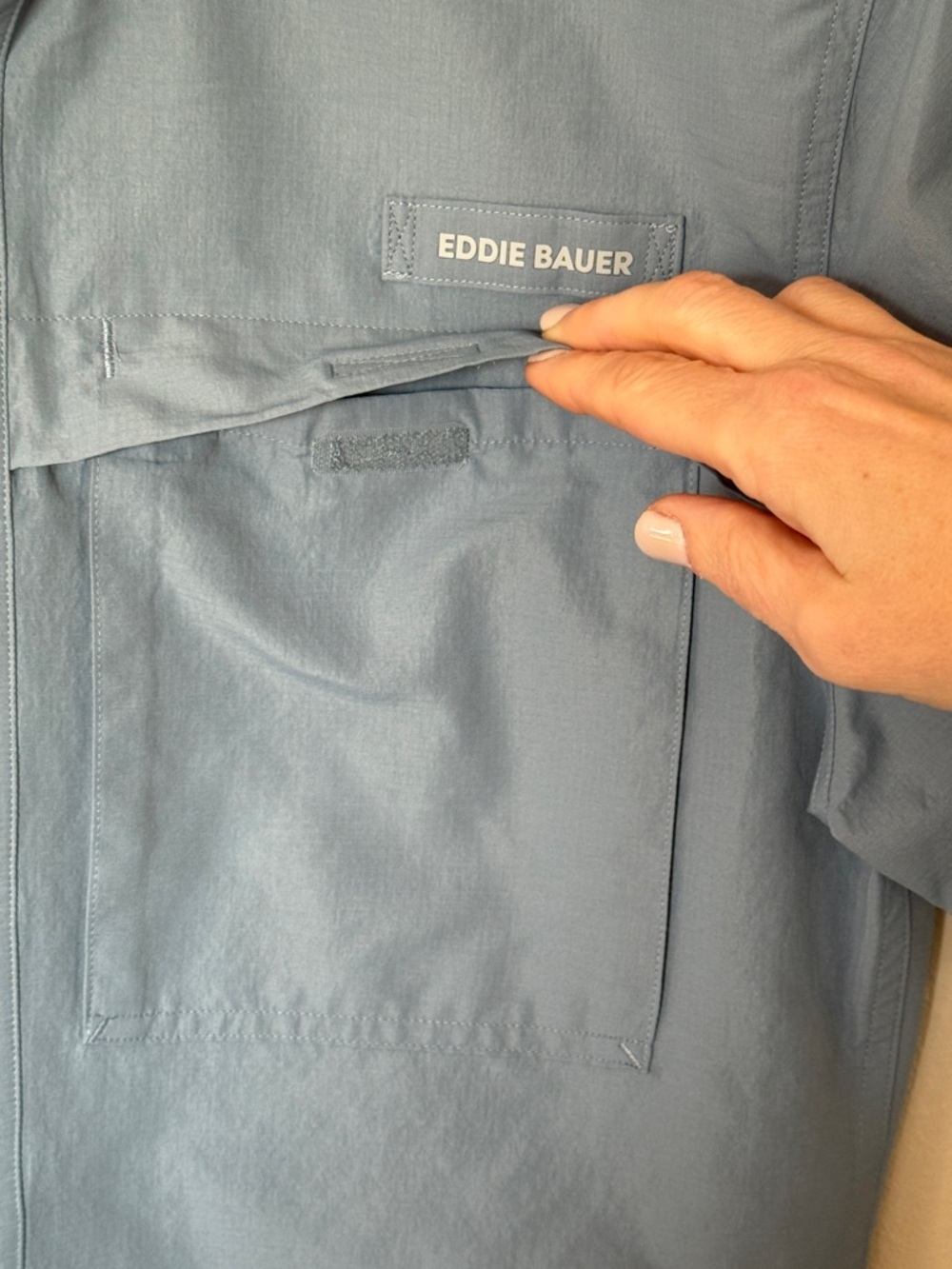 Eddie Bauer Rainier Ripstop Short-Sleeve Button-Down Shirt -Chambray Blue, Small - Picture 3 of 10